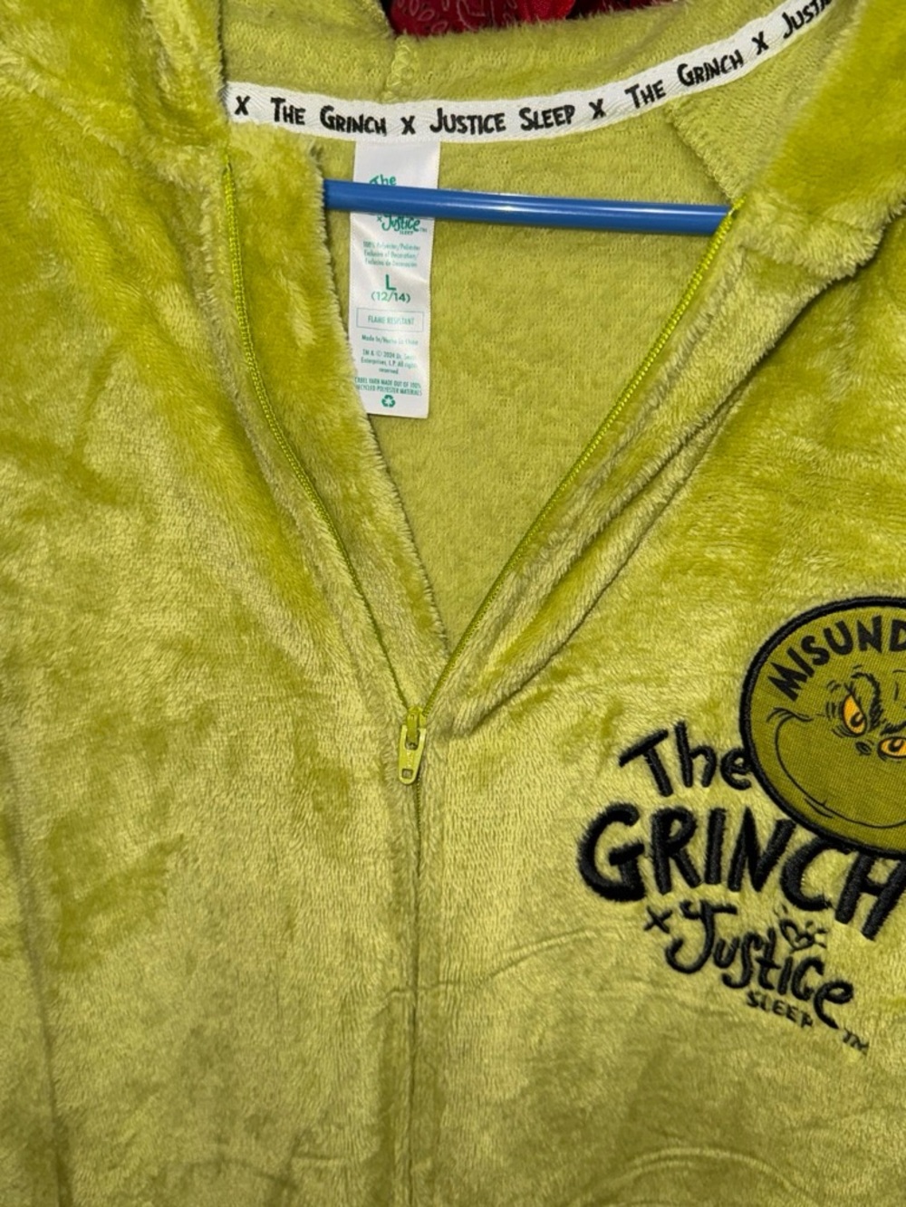 Justice Green Plush The Grinch Zip-Up Jacket for Kids